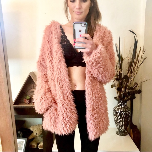 Jackets & Blazers - Pink Faux Fur Coat